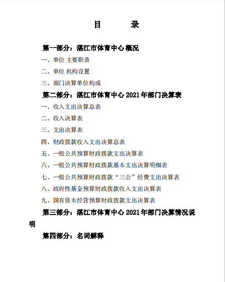 2021年湛江市体育中心部门决算目录.png