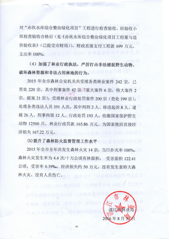 湛江市林业局2015年部门决算说明（汇总）