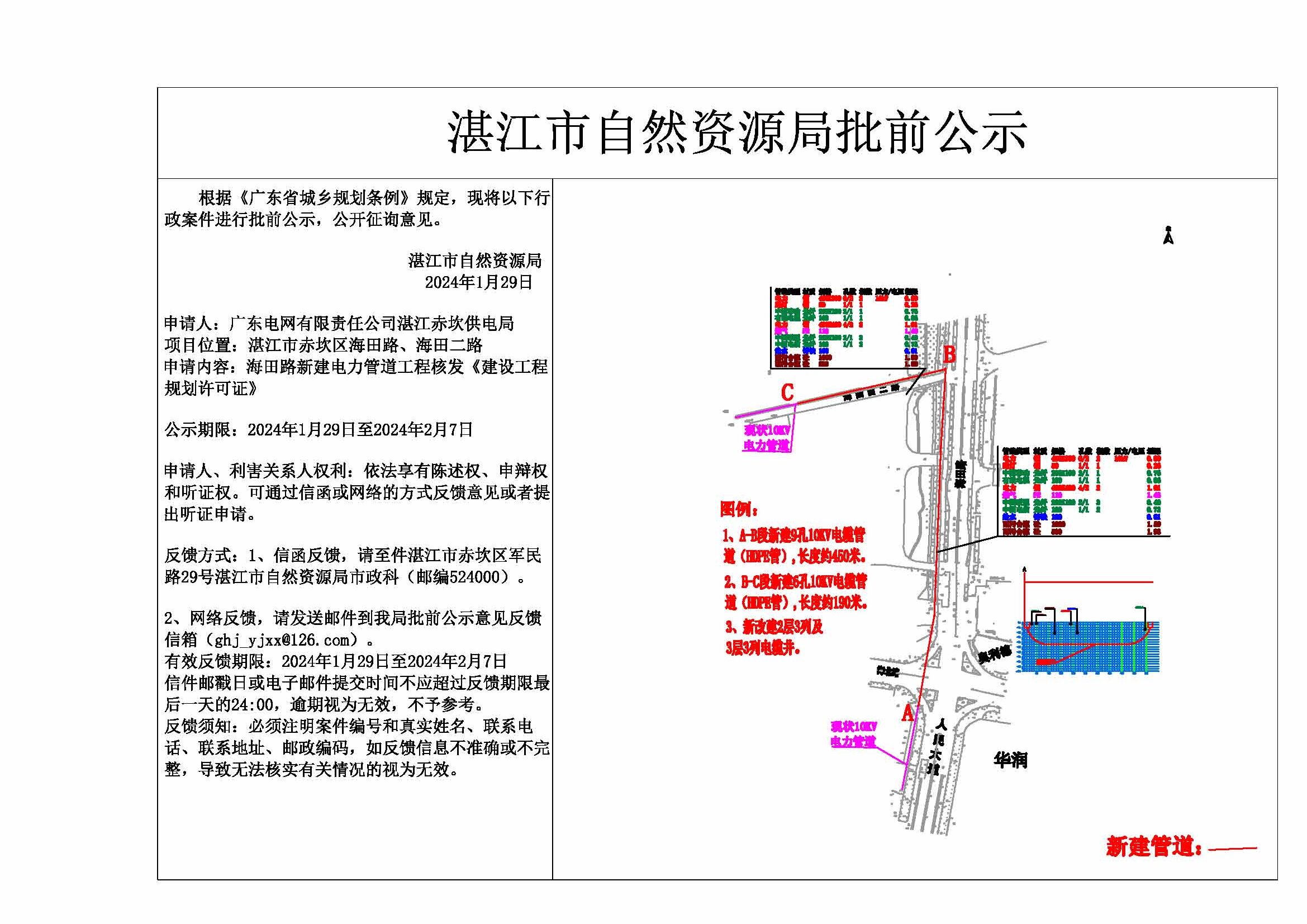 湛江赤坎供电局新建海田路10kV电力管道工程公示.jpg