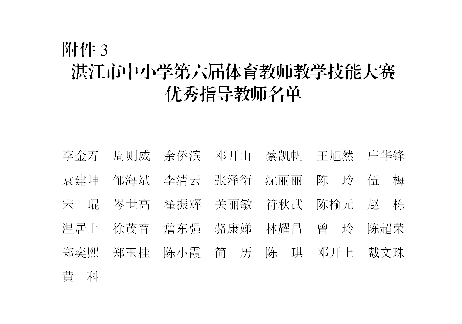 湛江市中小学第六届体育教师教学技能大赛优秀指导教师名单_01.png