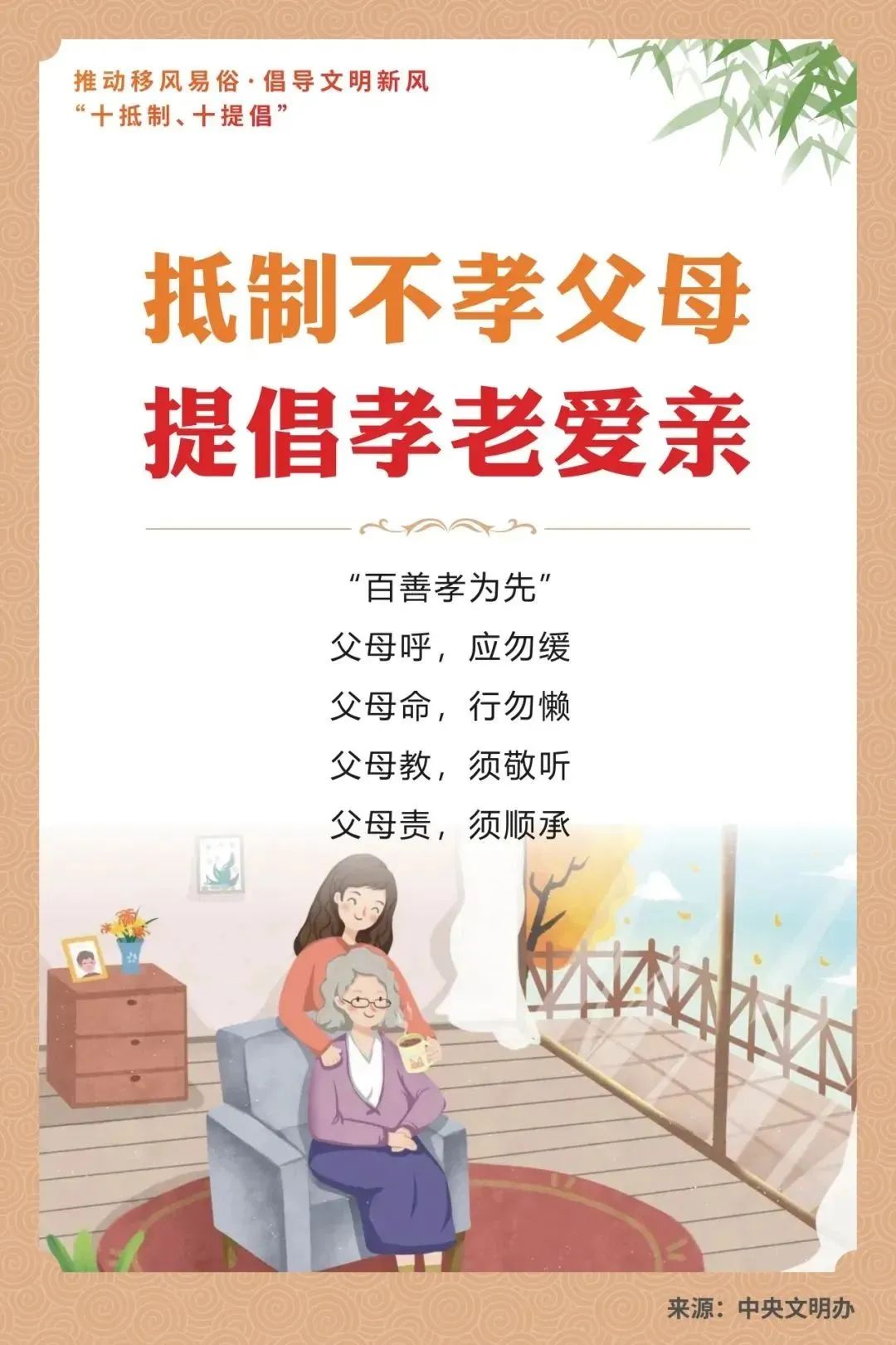 抵制不孝父母 提倡孝老爱亲