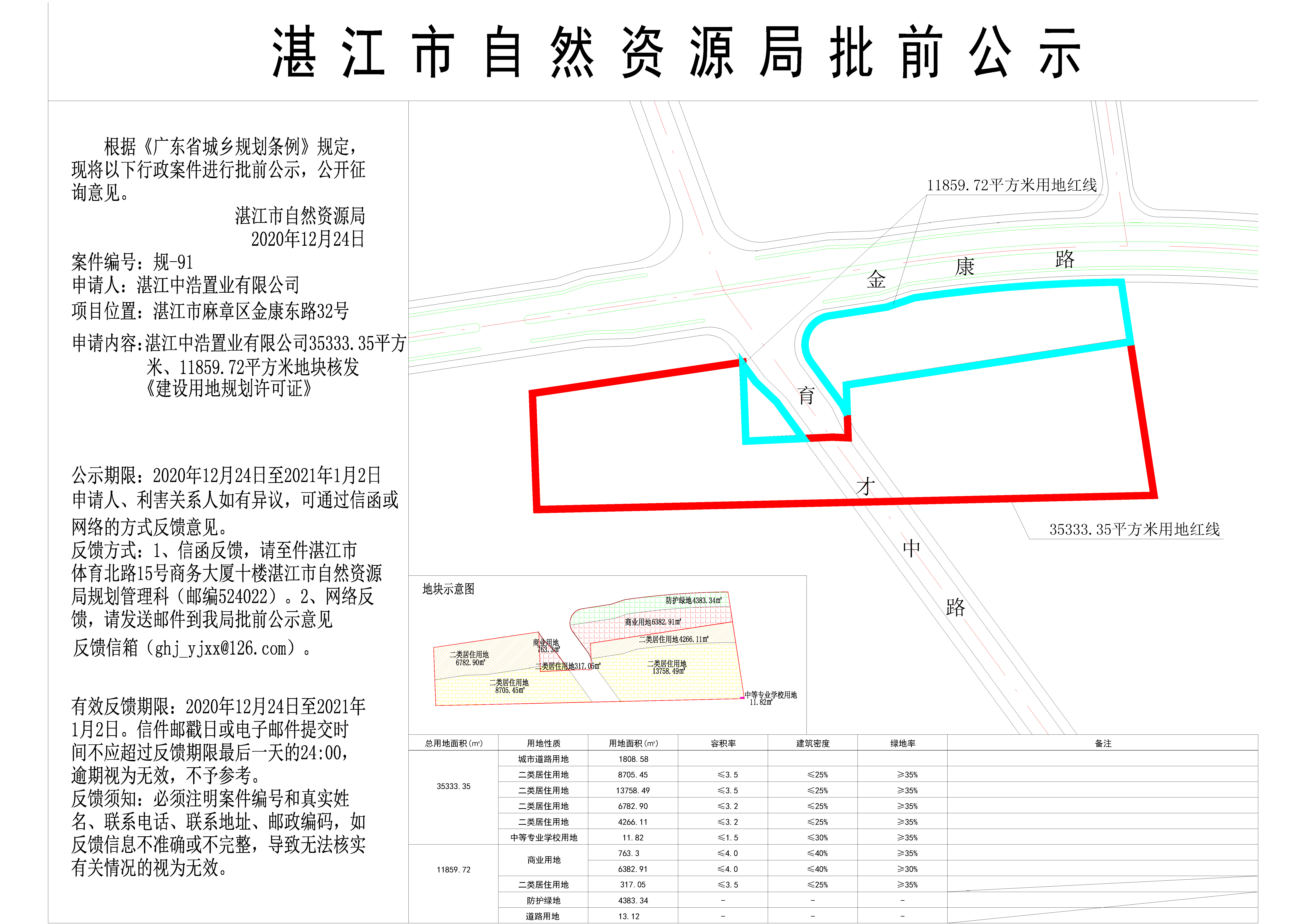 湛江中浩置业有限公司35333.35平方米、11859.72平方米地块核发《建设用地规划许可证》.jpg